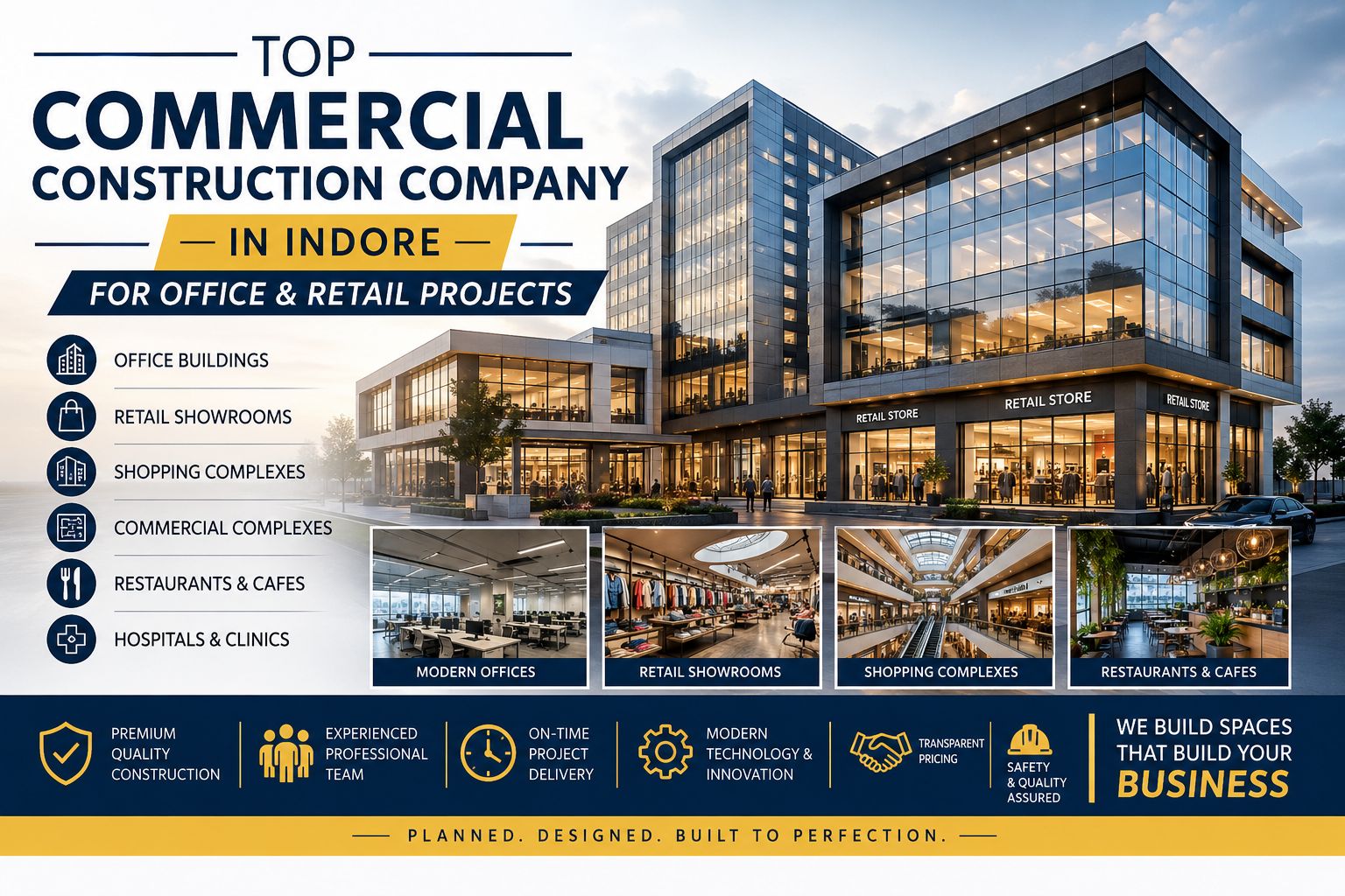 Top Commercial Construction Company in Indore for Office & Retail Projects